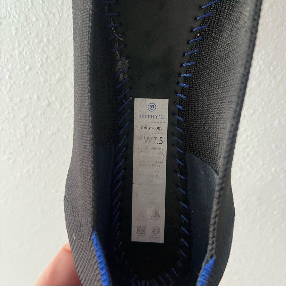 Rothy's Black Pointed Knit Ballet Flats with Subtle Blue Trim - Picture 6 of 6